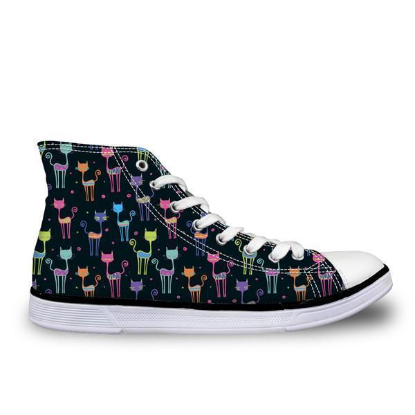 Cute High Top Casual Cat Design Shoes for Women Cat Design Footwear Pet Clever Q 