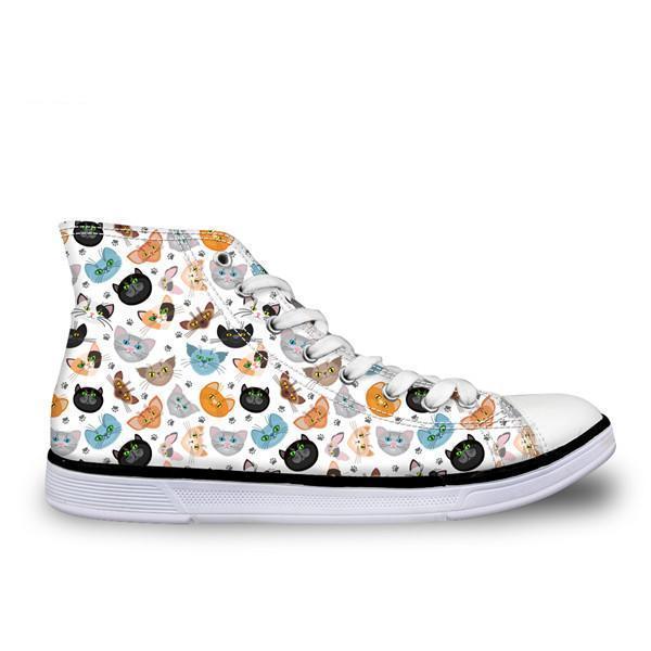 Cute High Top Casual Cat Design Shoes for Women Cat Design Footwear Pet Clever O 
