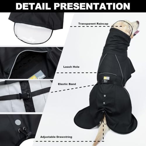 Dog Poncho with Reflective Strap and Transparent Hat Brim (Medium)