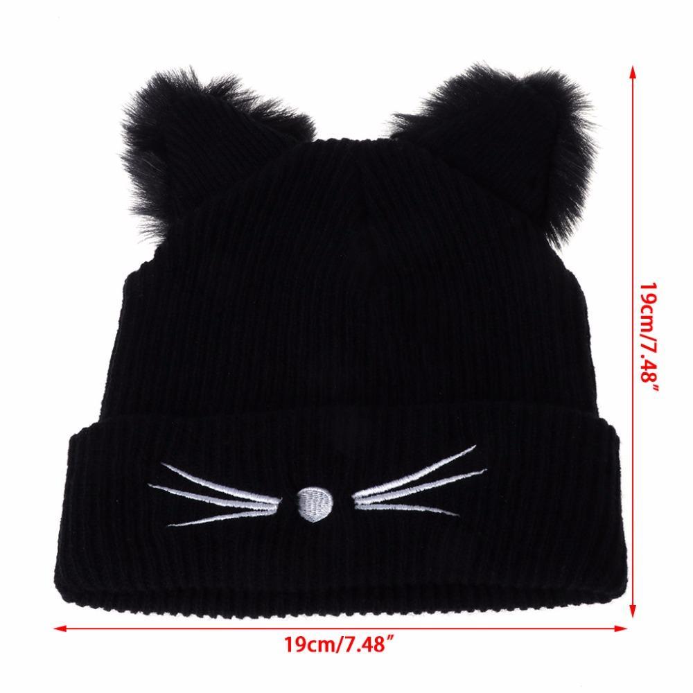 Fluffy Cat Ears Women Hat Knitted Warm Winter Beanie Fluffy Cat Ears Women Hat Knitted Warm Winter Beanie Pet Clever 