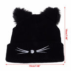 Fluffy Cat Ears Women Hat Knitted Warm Winter Beanie Fluffy Cat Ears Women Hat Knitted Warm Winter Beanie Pet Clever 