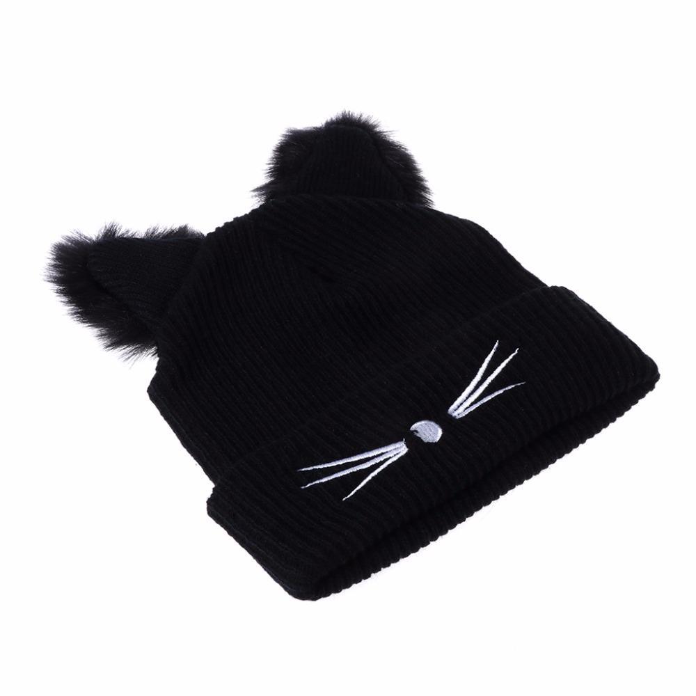 Fluffy Cat Ears Women Hat Knitted Warm Winter Beanie Fluffy Cat Ears Women Hat Knitted Warm Winter Beanie Pet Clever 