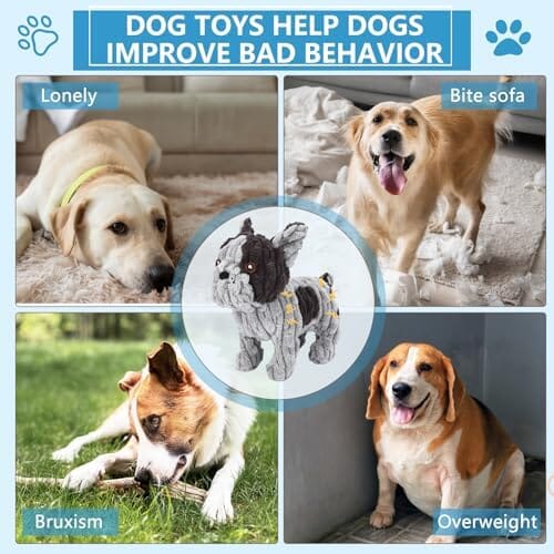 Frenchie Dog Toys Plush Interactive Dog Toy with Crinkle Paper and Squeaker