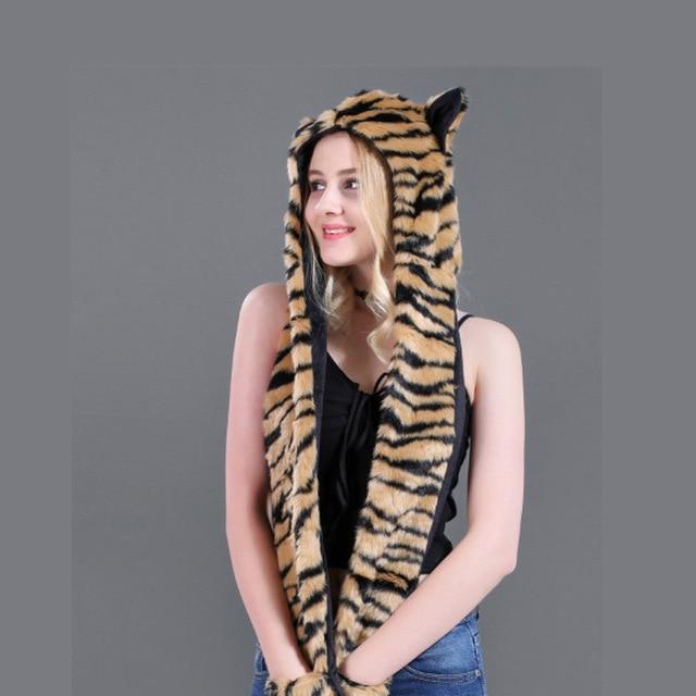 Fuzzy Fluffy Animal Design Mittens Gloves Plush Beanie Cat Design Accessories Pet Clever 6 