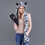 Fuzzy Fluffy Animal Design Mittens Gloves Plush Beanie Cat Design Accessories Pet Clever 7 