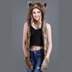 Fuzzy Fluffy Animal Design Mittens Gloves Plush Beanie Cat Design Accessories Pet Clever 9 