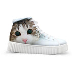 Kawaii Women High Top Height Increasing 3D Big Eyes Cat Shoes Cat Design Footwear Pet Clever 