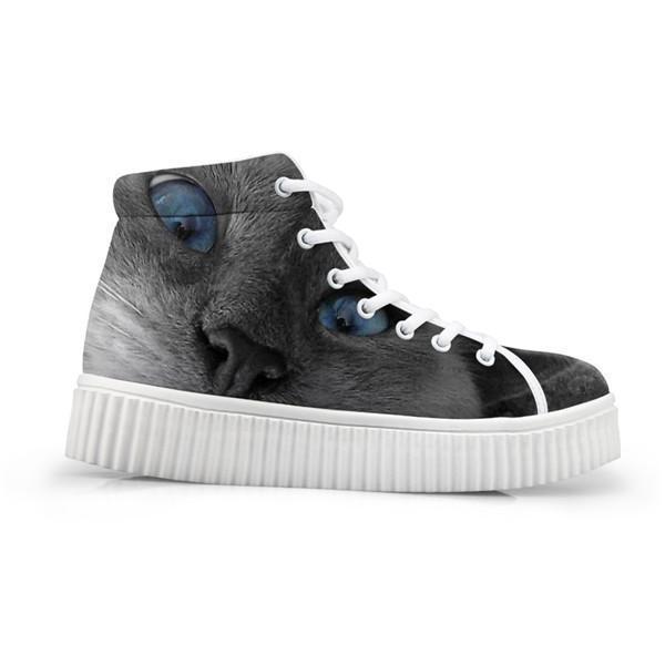Kawaii Women High Top Height Increasing 3D Cat Shoes Cat Design Footwear Pet Clever B 