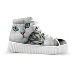 Kawaii Women High Top Height Increasing 3D Cat Shoes Cat Design Footwear Pet Clever D 