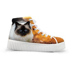 Kawaii Women High Top Height Increasing 3D Cat Shoes Cat Design Footwear Pet Clever E 