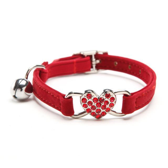 Lovely Heart with Bell Design Cat Collar Cat Care & Grooming Pet Clever Red 