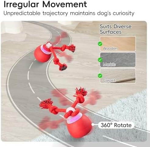 Moving Wicked Ball for Pup with Rope