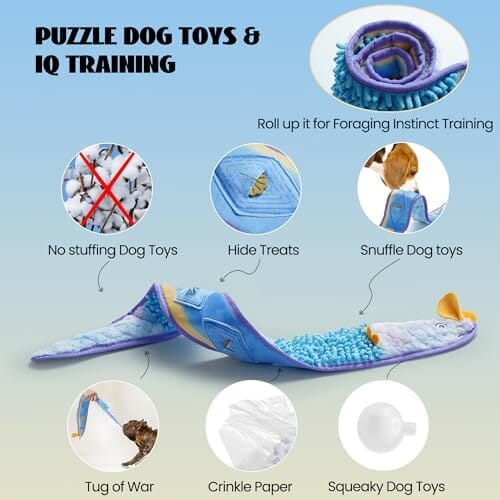 No Stuffing Eel Crinkle Dog Squeaky Toys
