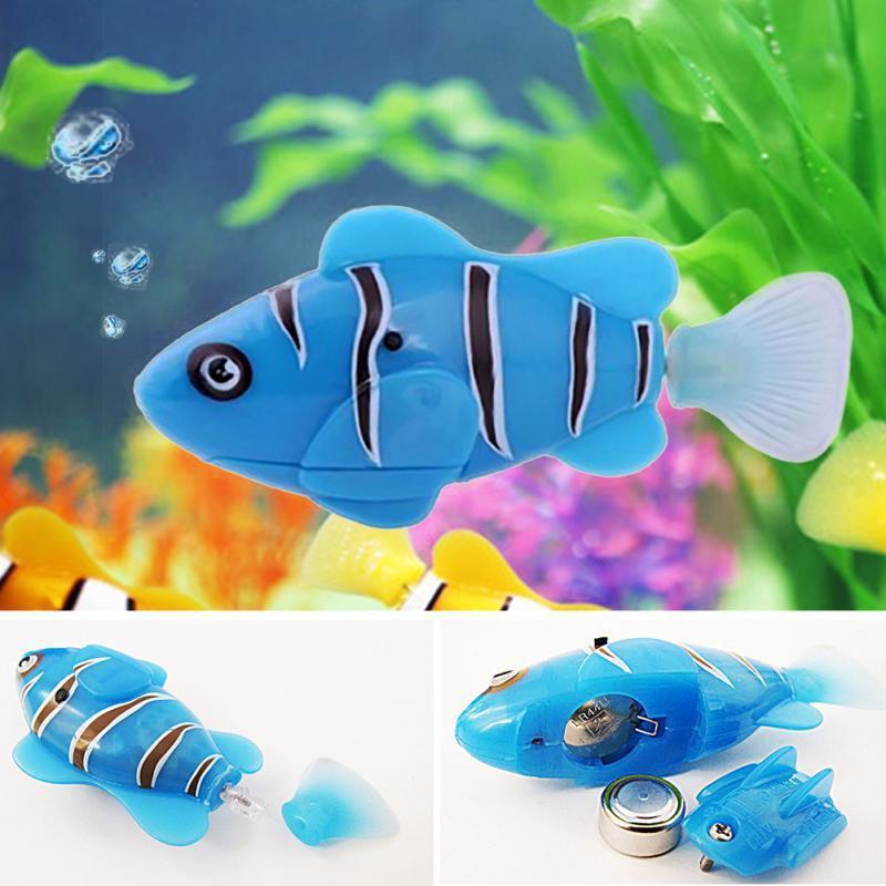Plastic Decorative Robot Fish Toy Activated with Battery Cat Toys Pet Clever 