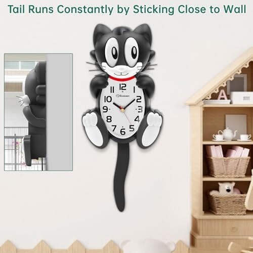 Silent Non Ticking with Moving Eyes and Pendulum Tail