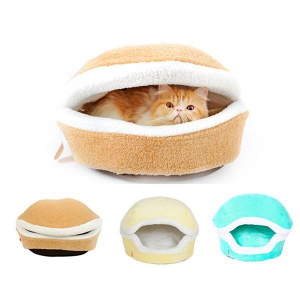 Warm Hamburger Cat Bed House Cat Beds & Baskets Pet Clever 
