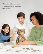 Wooden 3D Puzzles for Adults Model kit Cat Clock