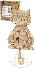 Wooden 3D Puzzles for Adults Model kit Cat Clock