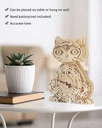 Wooden 3D Puzzles for Adults Model kit Cat Clock